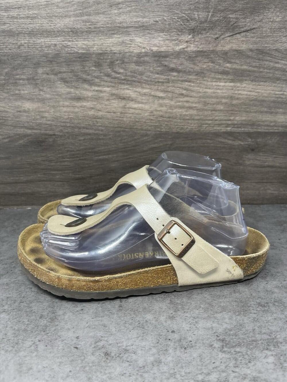 Birkenstock Gizeh Sandals Womens Size 8 (39) Pearl White Slip On Thong Slides